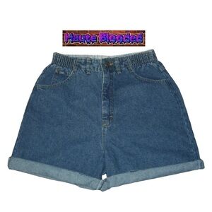 Vintage Lee High Waist Mom Shorts Large Pockets Dark Wash Retro VTG 80's Sz 10